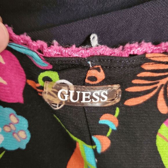 Y2K Guess Women's USA Made Printed Mesh Removal Straps Mini Dress Large - Picture 7 of 9